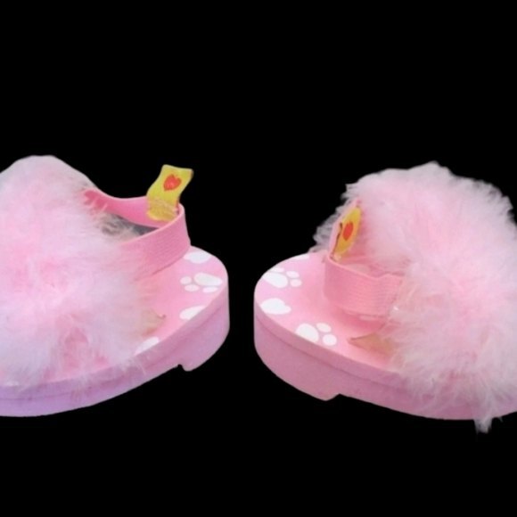 Build a Bear Pink Feather Boa flip flop  doll bear Sandals slippers - Picture 3 of 6